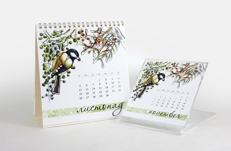 bird calendar flower grass cd-box hand-drawn