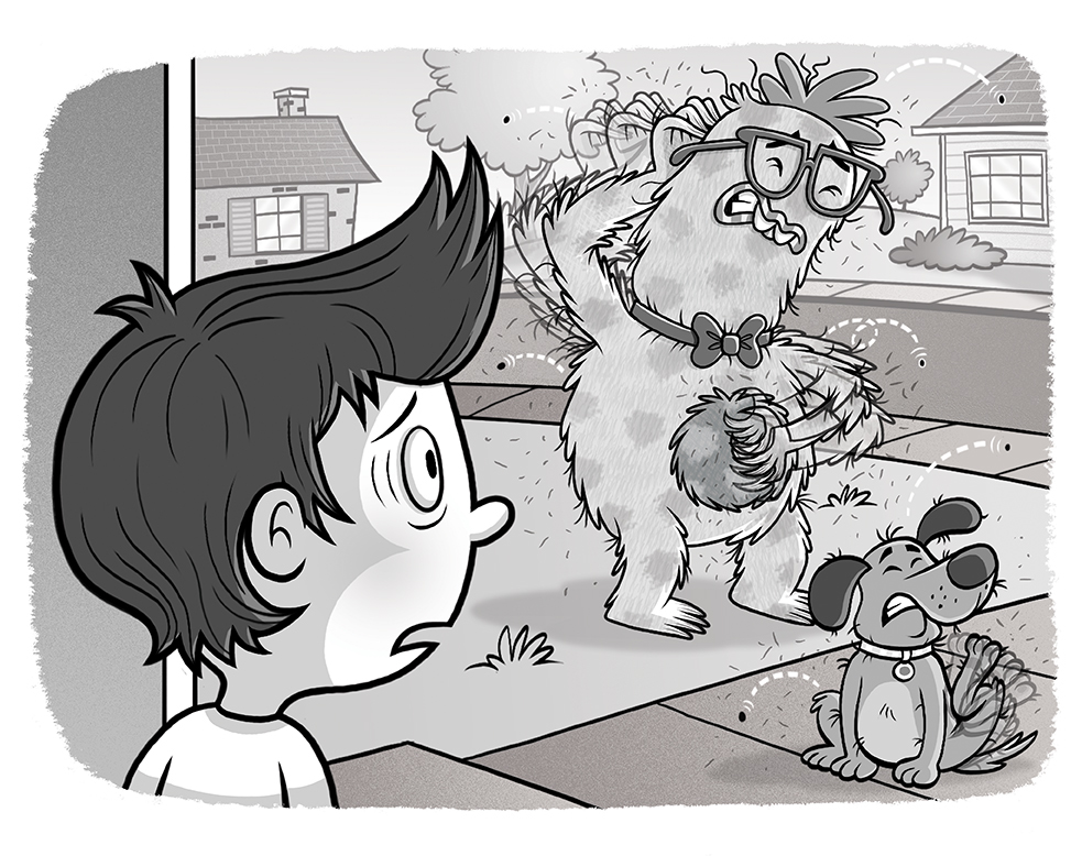 cartoon whimsical Humorous illustration children book kids monster Pet