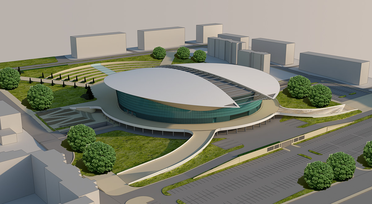 sport Hall sport hall Render 3ds max vray volleyball Park design building basketball green visualization