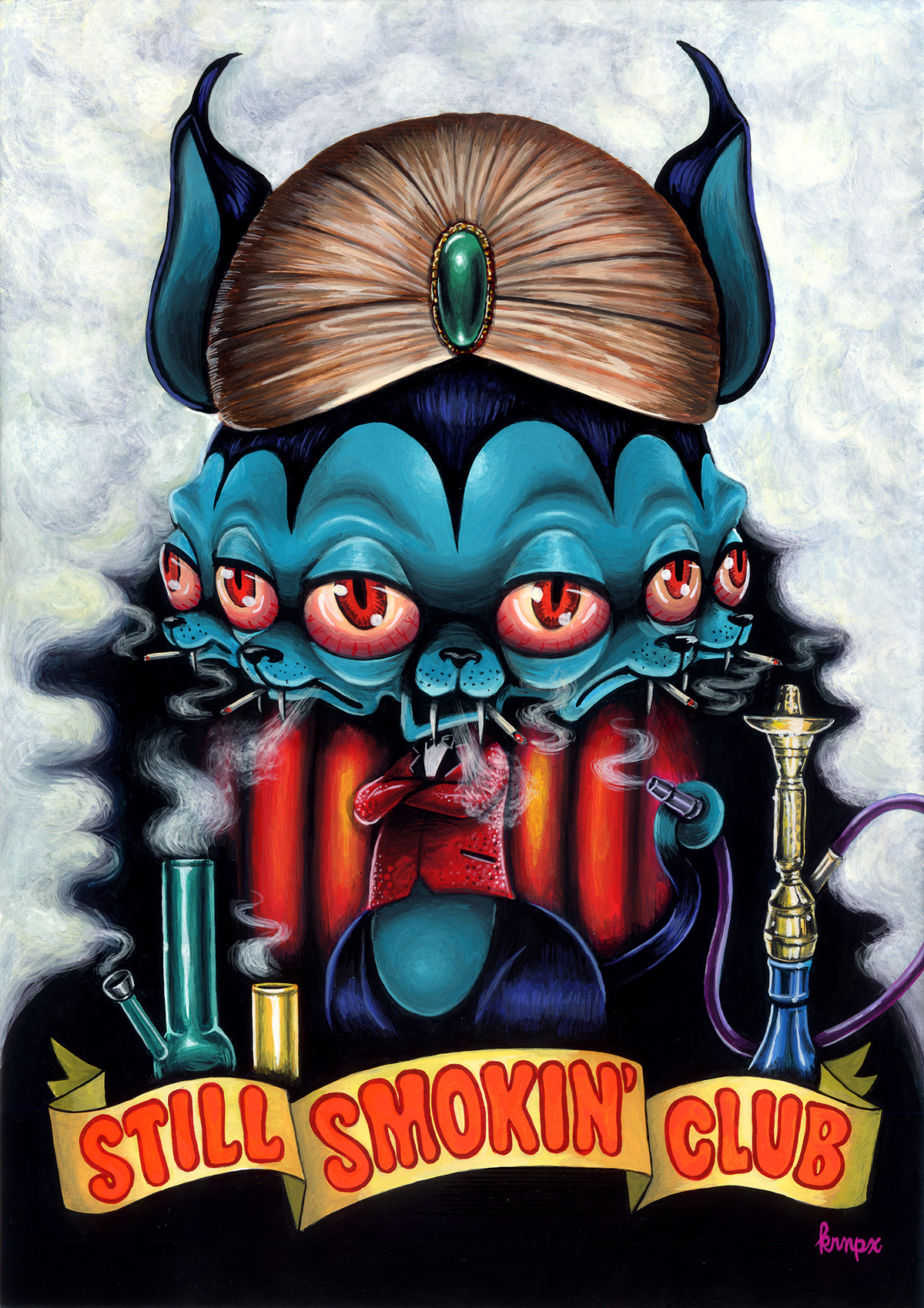 acrylic art paint animal monster weird color Scifi horror rock japan humor pimp Psychobilly kitsch