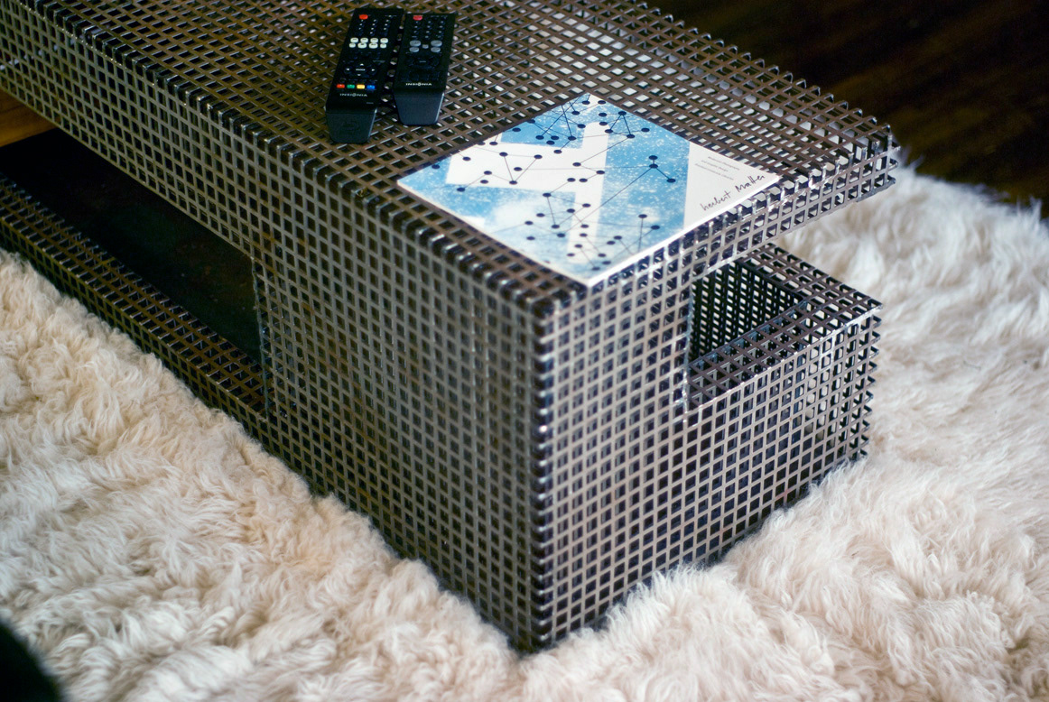 grid Coffee table furniture steel perforated industrial modern design