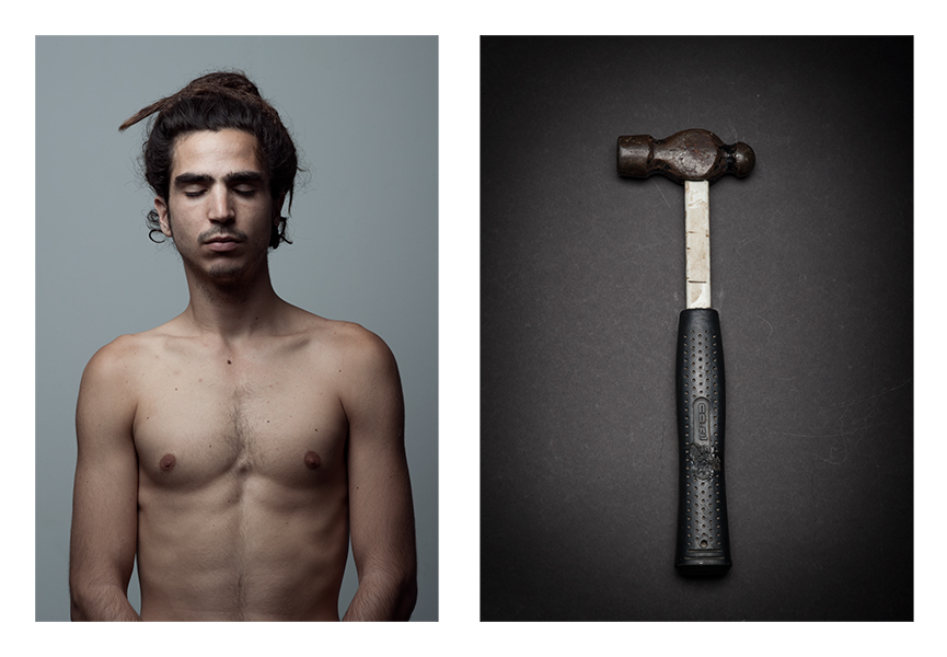 portrait Torso men man nude art hammer tools screwdriver