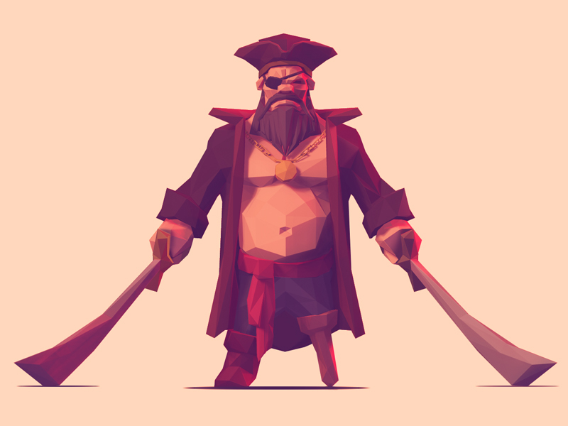 3D Character vikings robot Low Poly Island modeling