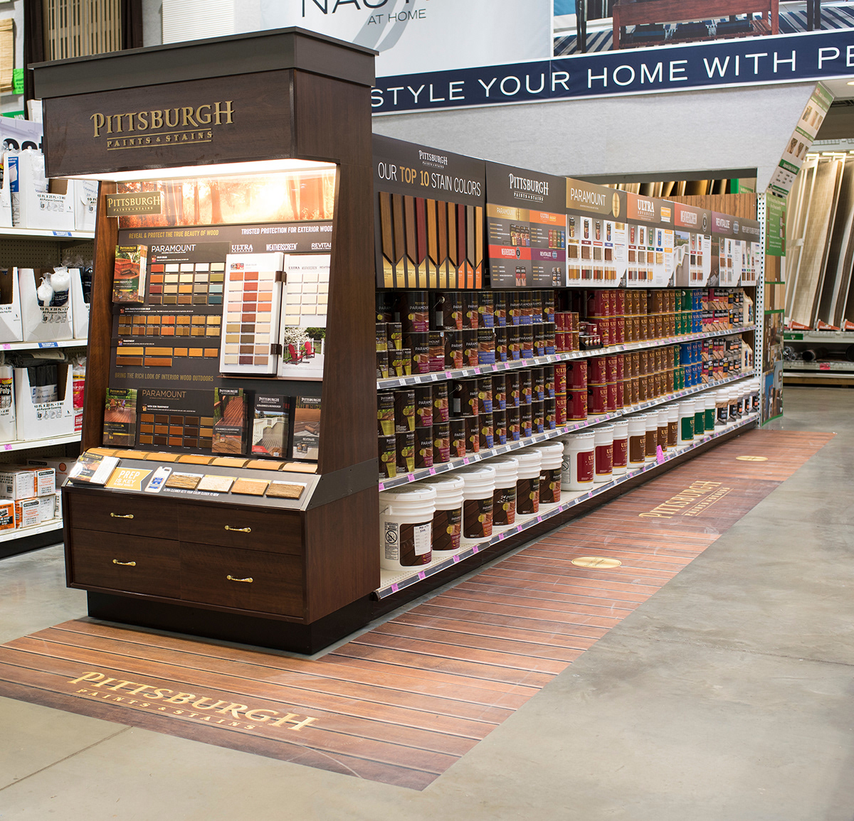 brochures environmental merchandising display pos Retail Aisle Planning stain Stain Packaging wood