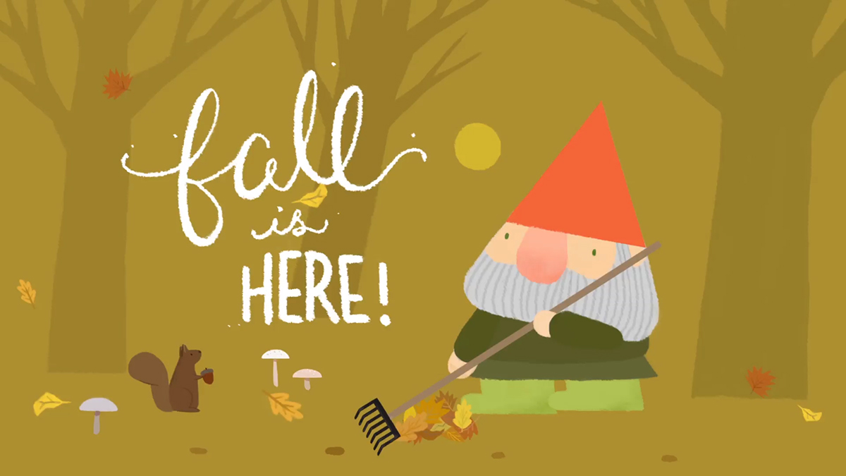 Halloween Fall autumn garden gnome witch cute animation  lettering characters