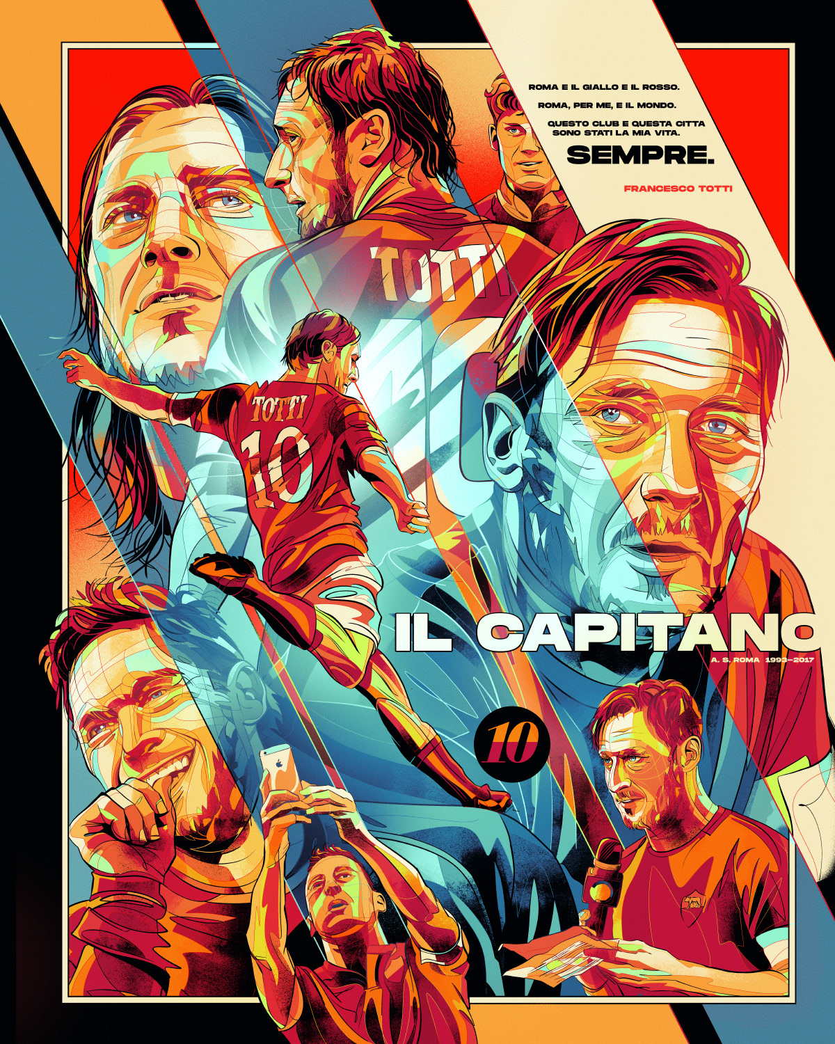 calcio capitano football francescototti poster roma soccer totti