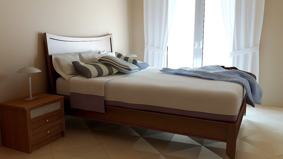 3D 3dsmax vray Render rendering Interior minimalist minimalis realistic house modeling bedroom bed