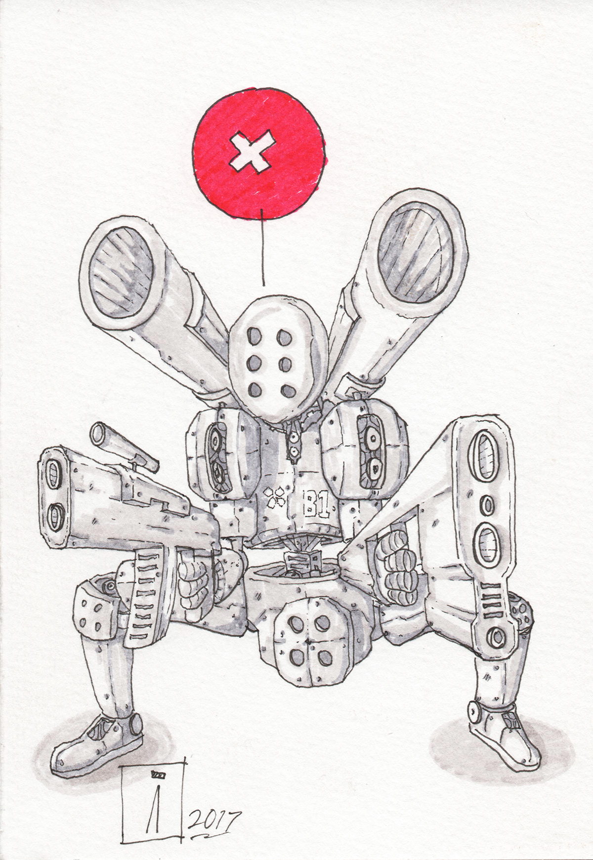marchofrobots robots Drawing  ink ILLUSTRATION  art sketch