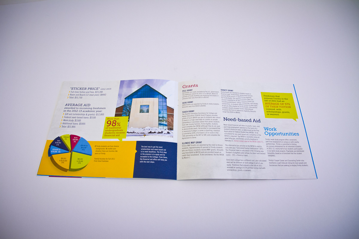 Direct mail college Admissions viewbook flyer brand marketing   color