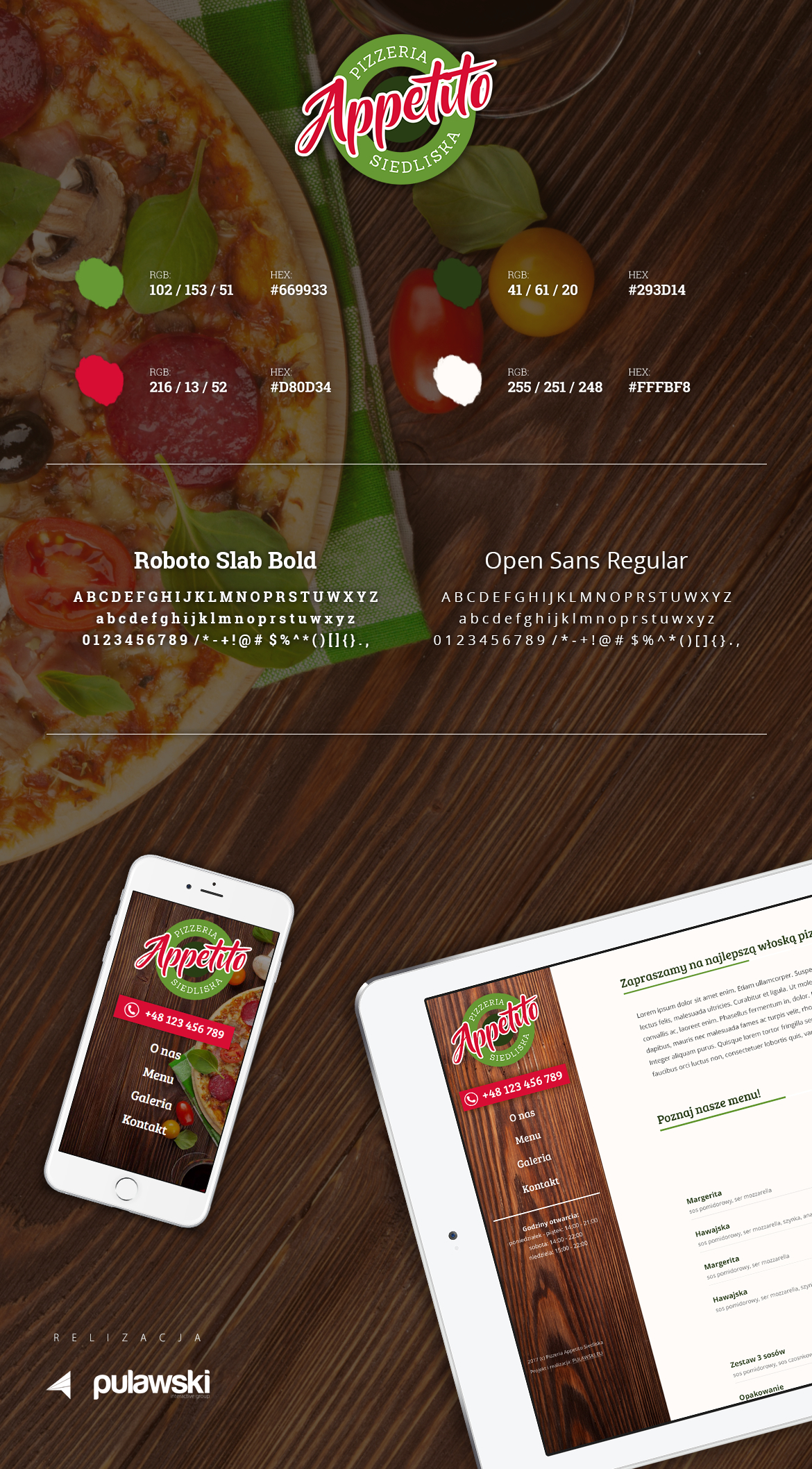 green red Pizza Website one-page