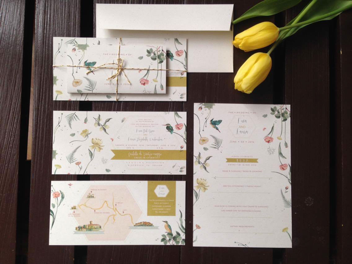 wedding wedding illustration Stationery Invitation rsvp invite flower invitation