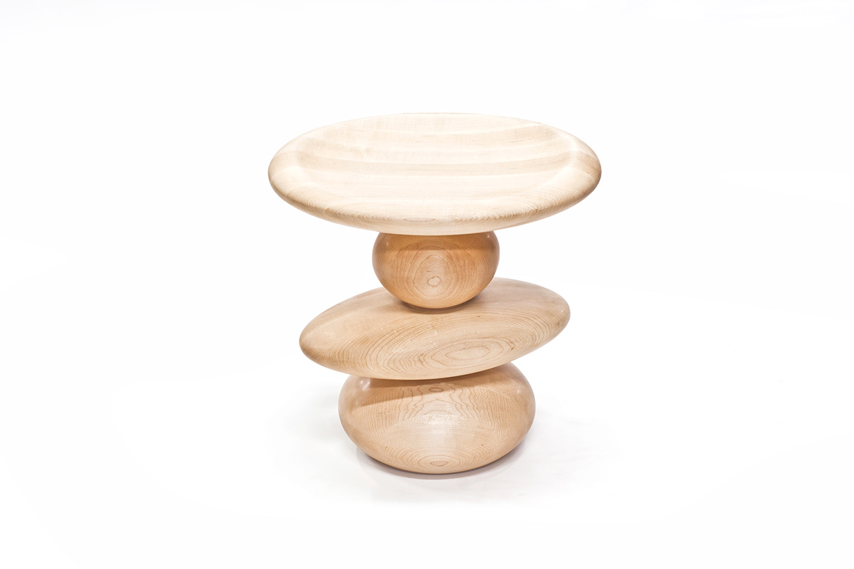 stool furniture Collection balance Cairn seating design sculpture iconic wooda
