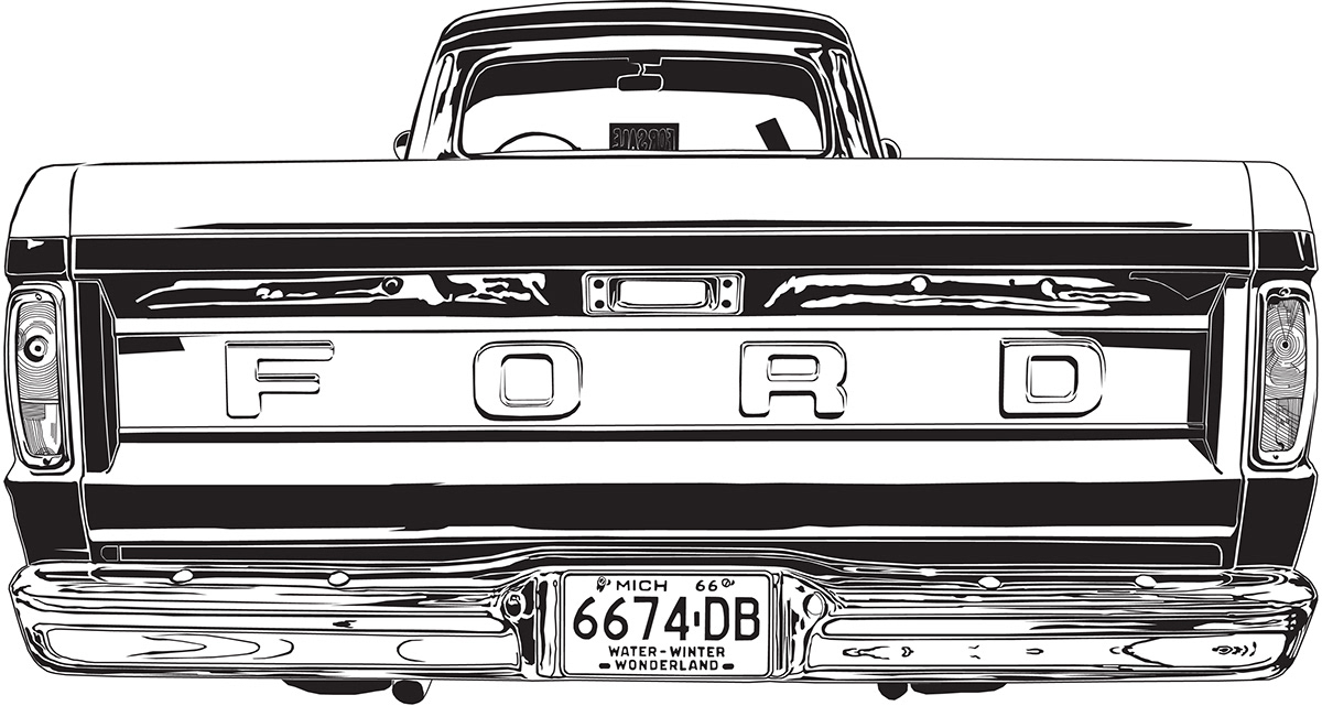 1966 Ford Truck ford truck vector drawing Illustrator laser printer automotive   Retro