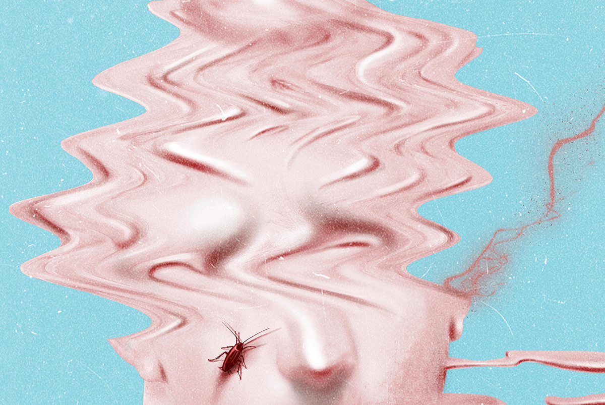 psychic portrait red insect female sick  depressive deep abstract experimental new Illustrator editorial photoshop magazine