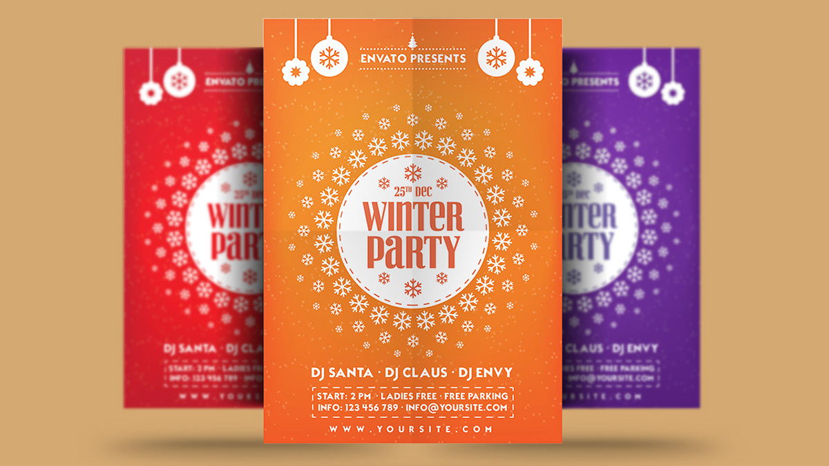 Holiday flyer psd template winter snow winter holiday