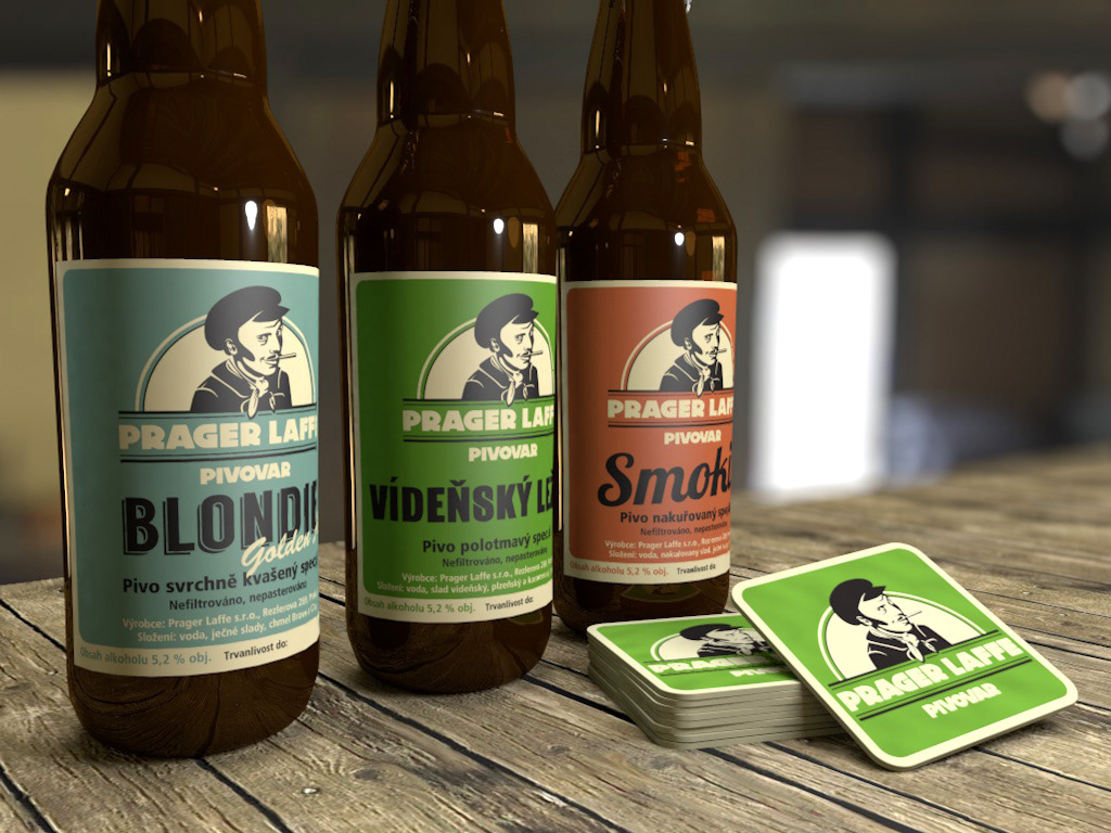 beer pivo prager laffe floutek bottle 3D Label