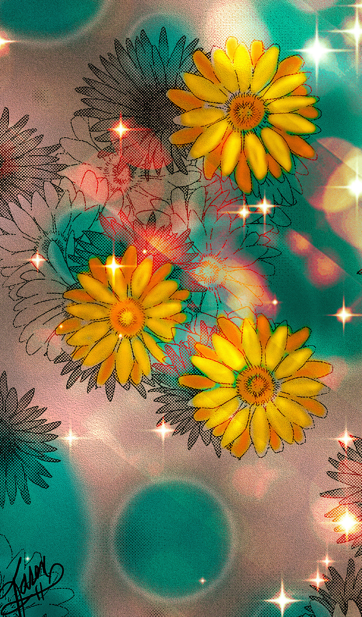 abstract Digital Art  digital painting Drawing  Flowers ILLUSTRATION 