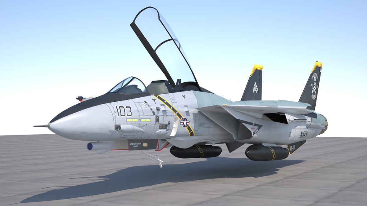 F14 Aircraft Jet Fighter 3D model Render lighting texture cinema 4d Maxwell Render