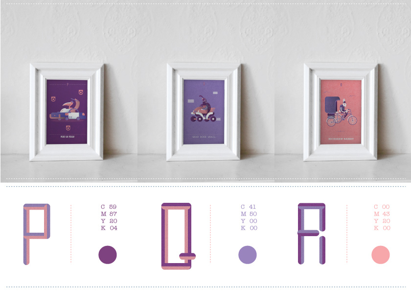 animals alphabet kids Fun vector frame print Retro
