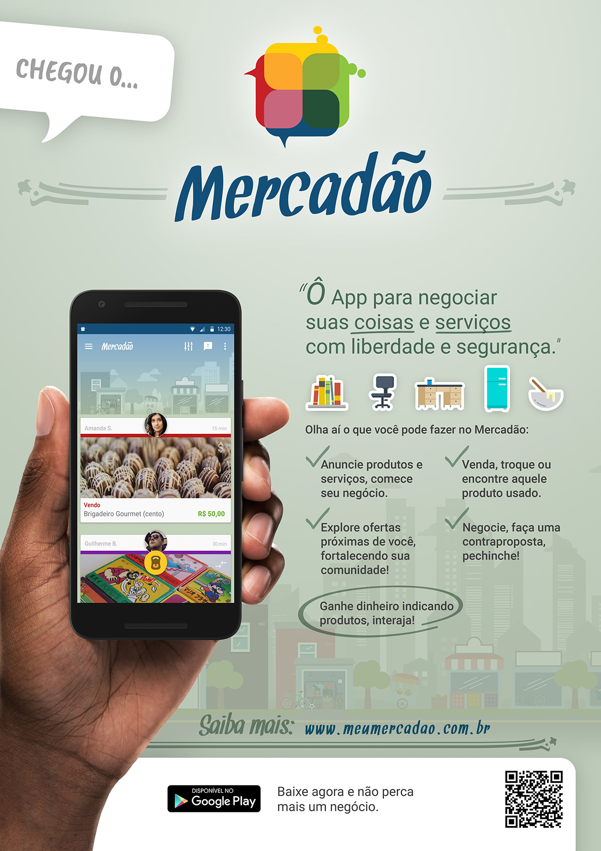 interactive app market mercadão print material