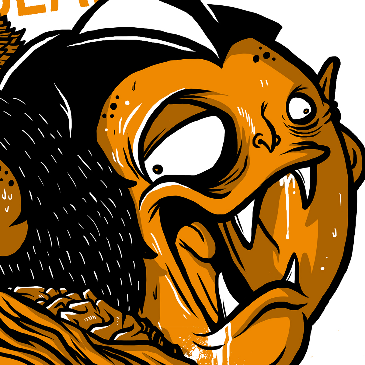 Halloween monster monsters mummy Wolfman dracula frankenstein sea creature cartoon Cartoons T Shirt t shirts t shirt design orange Scary