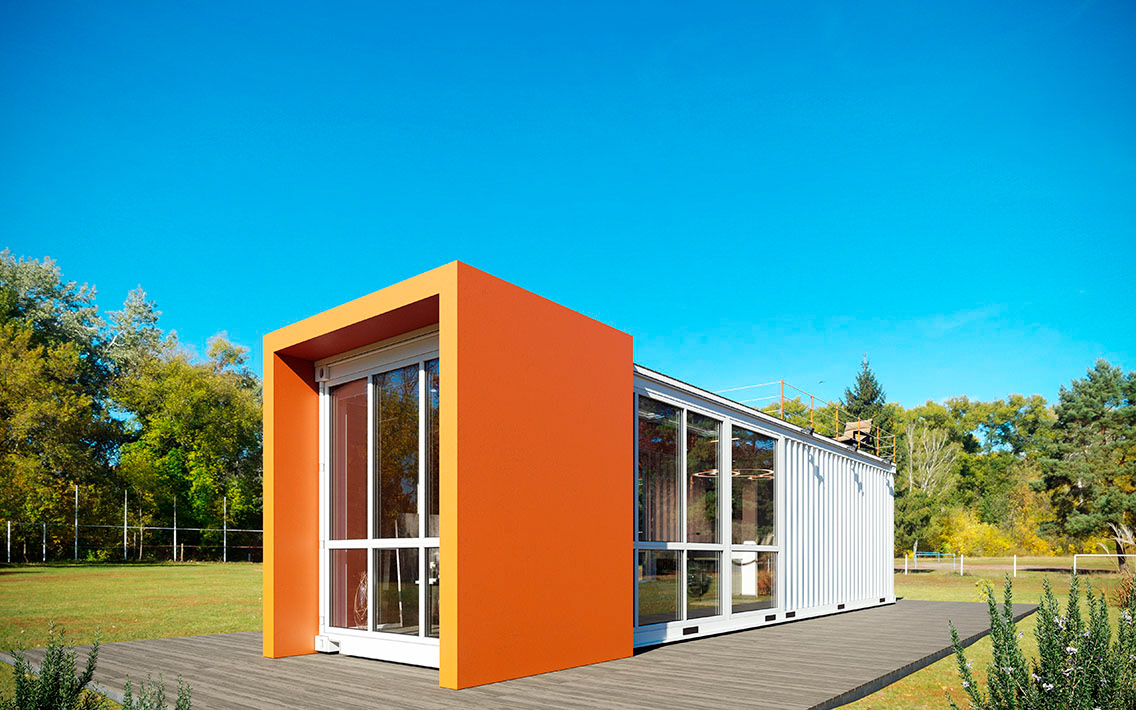 architecture country house ISO CONTAINER Landscape living space module orange small house summer