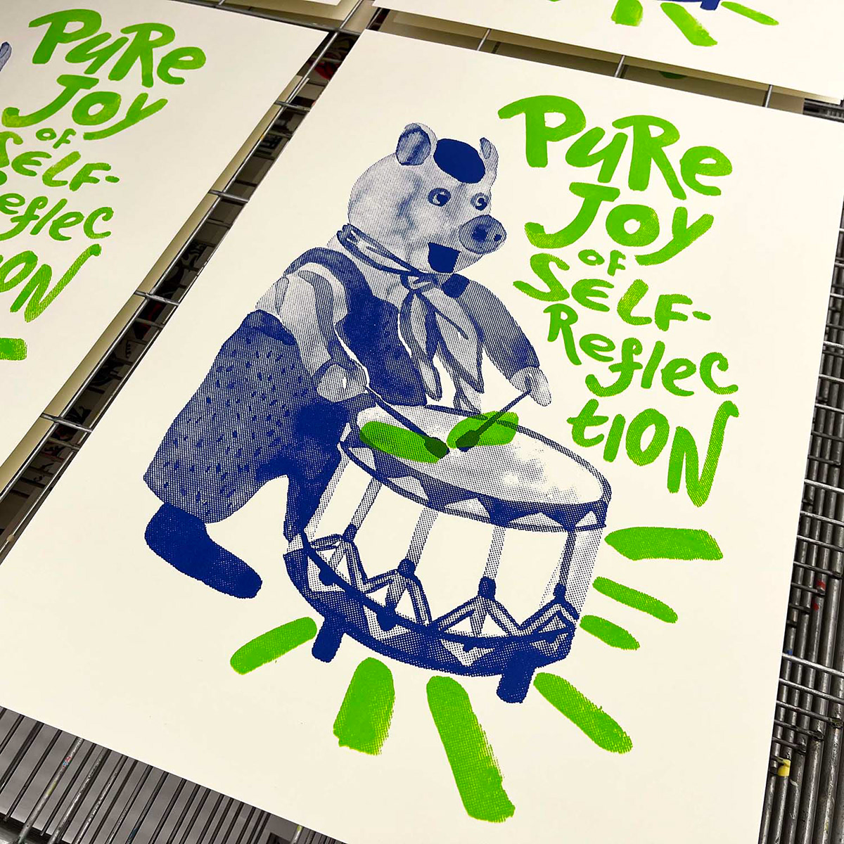 silkscreen printmaking poster Poster Design lettering Handlettering typography   ILLUSTRATION  pig
