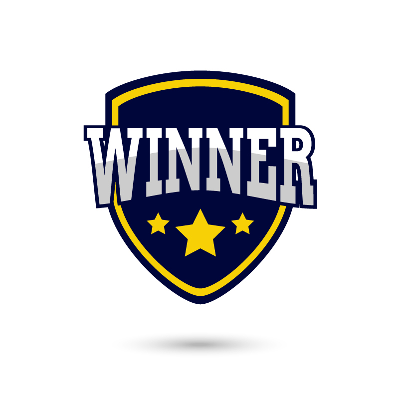 football badge logo game winner Victory Logotype shield blue yellow star