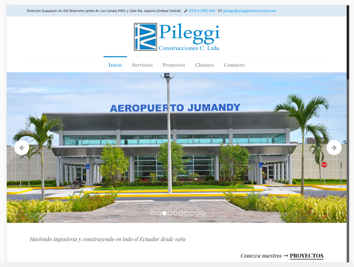 diseño Web pileggi construcciones guayaquil Ecuador