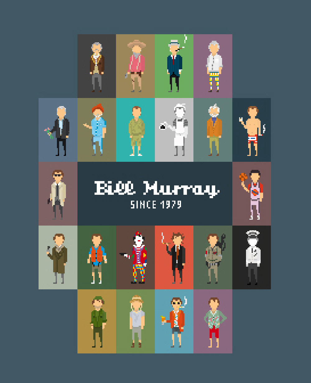 bill murray bill murray actor tribute pixelart pixel 8bit t-shirt movie Cinema