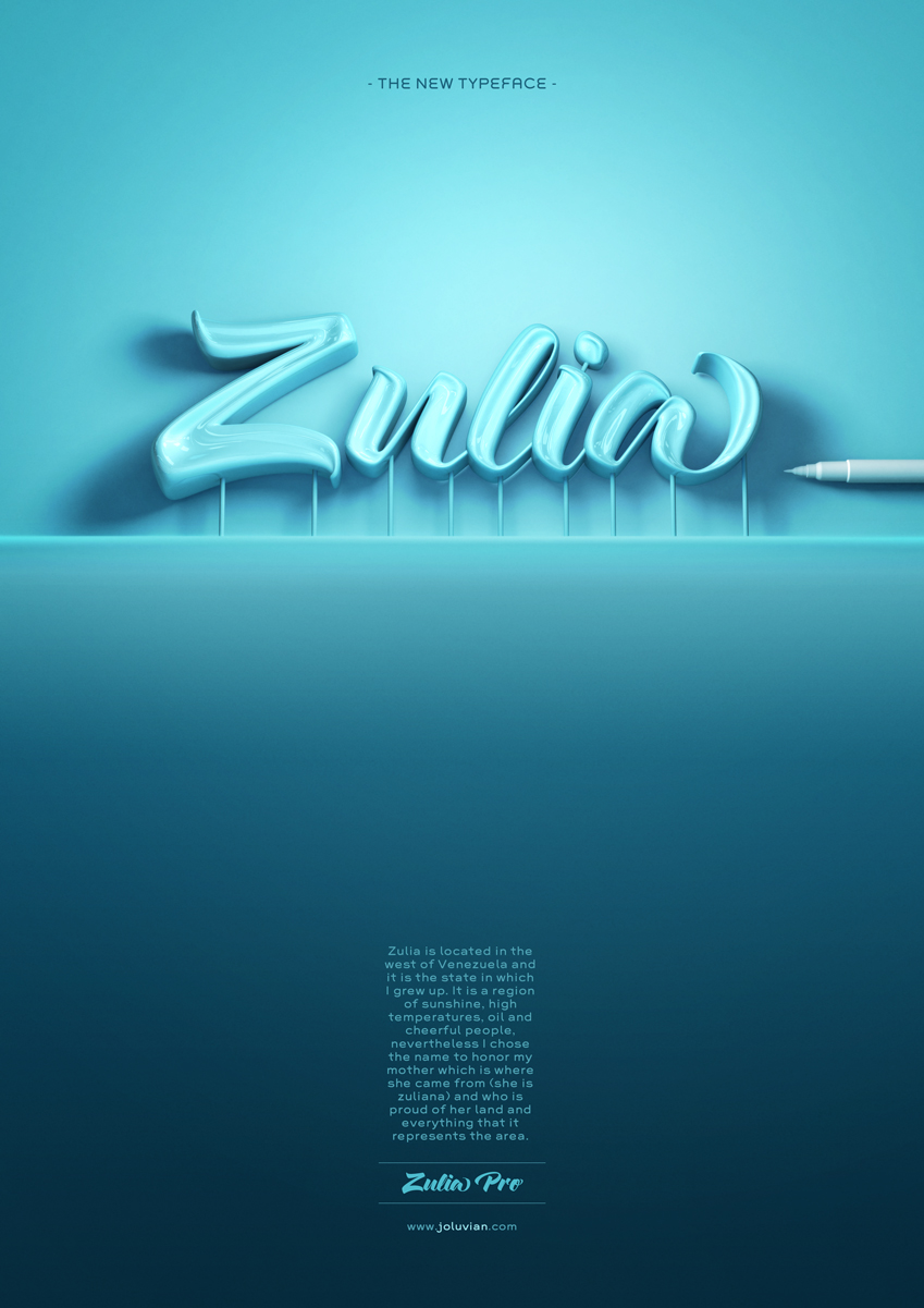 zulia venezuela Script lettering brushpen sudtipos tricolor 3D Typeface CGI postpro joluvian