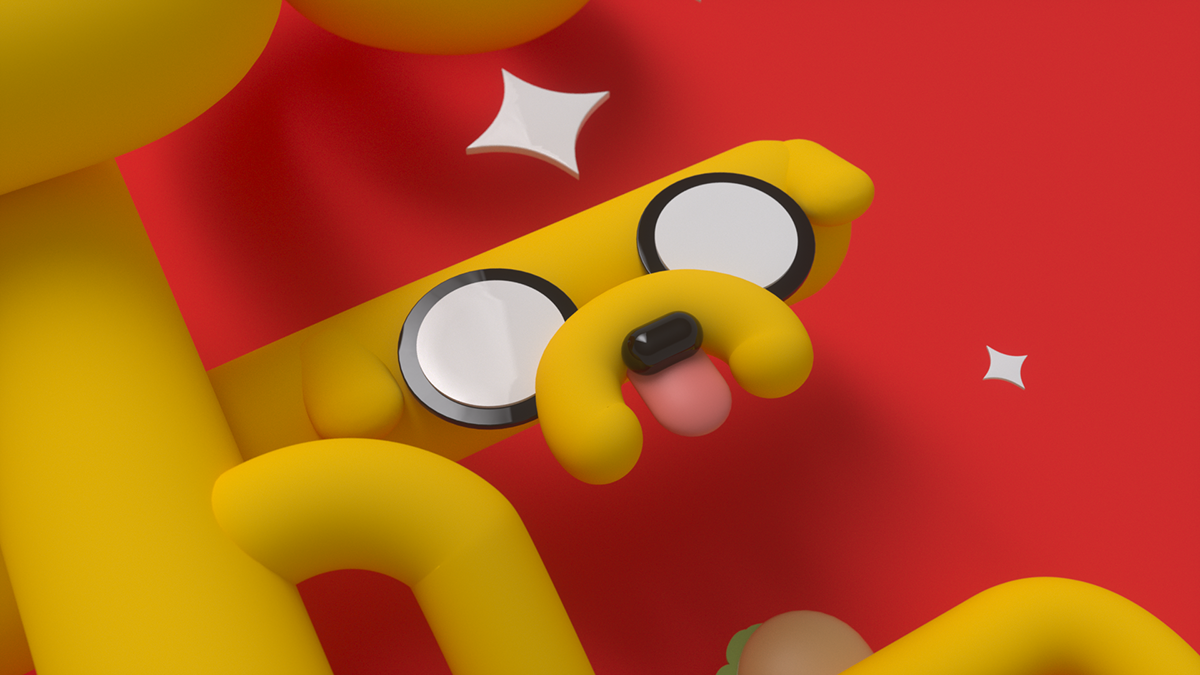 Adventure Time Jake c4d 3D motion designe red dog