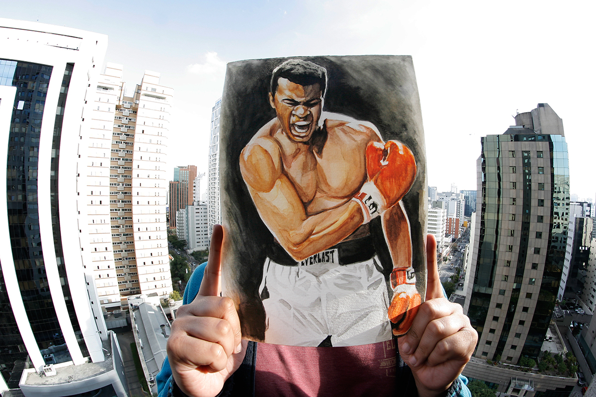 ali Muhammad cassius clay Boxe Boxer boxeador sport watercolor aquarela