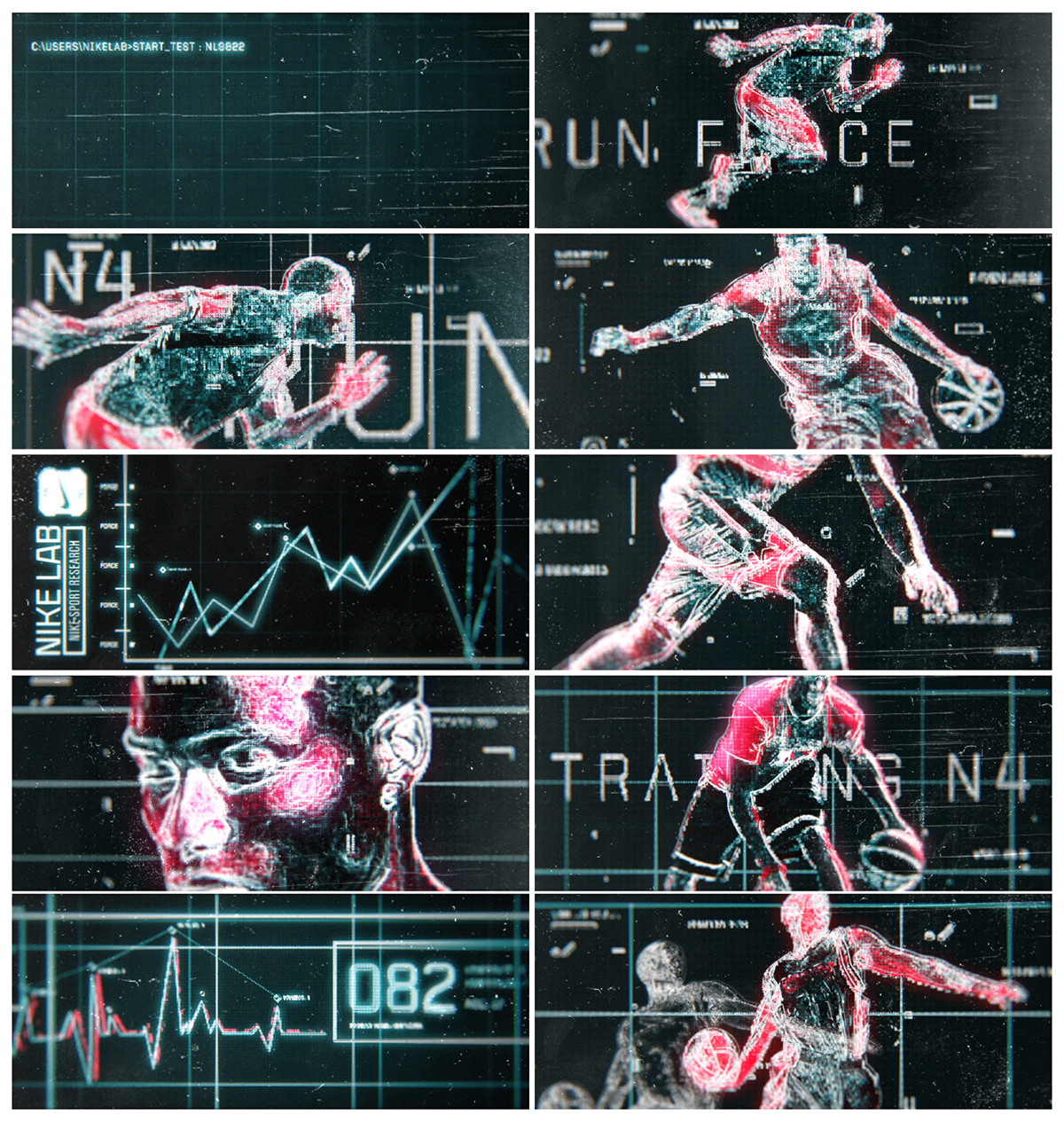 Nike Style Frames screen UI basketball lab digital Sci Fi