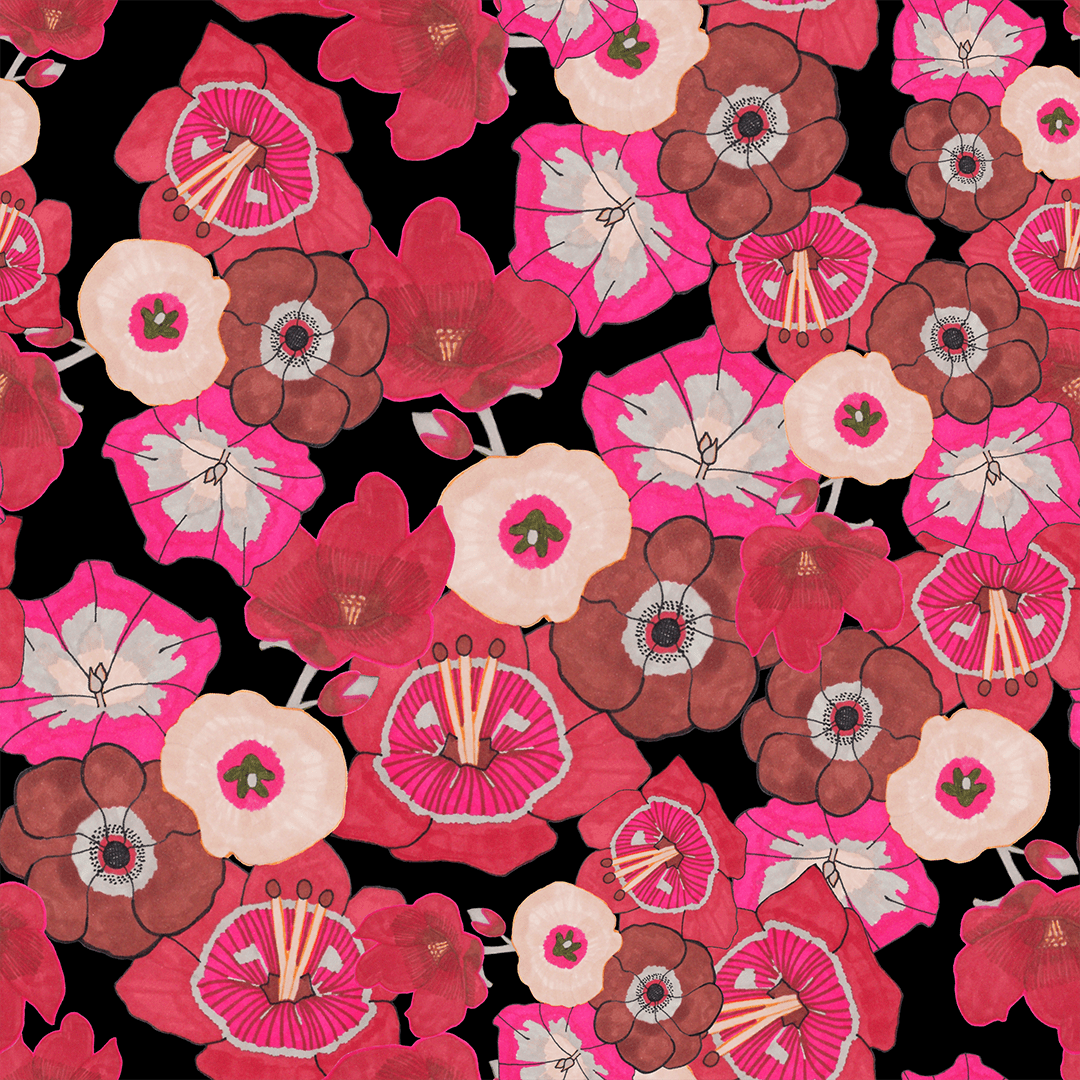 hand drawn artwork Marker floral floral pattern Flowers Drawing  pink pattern print