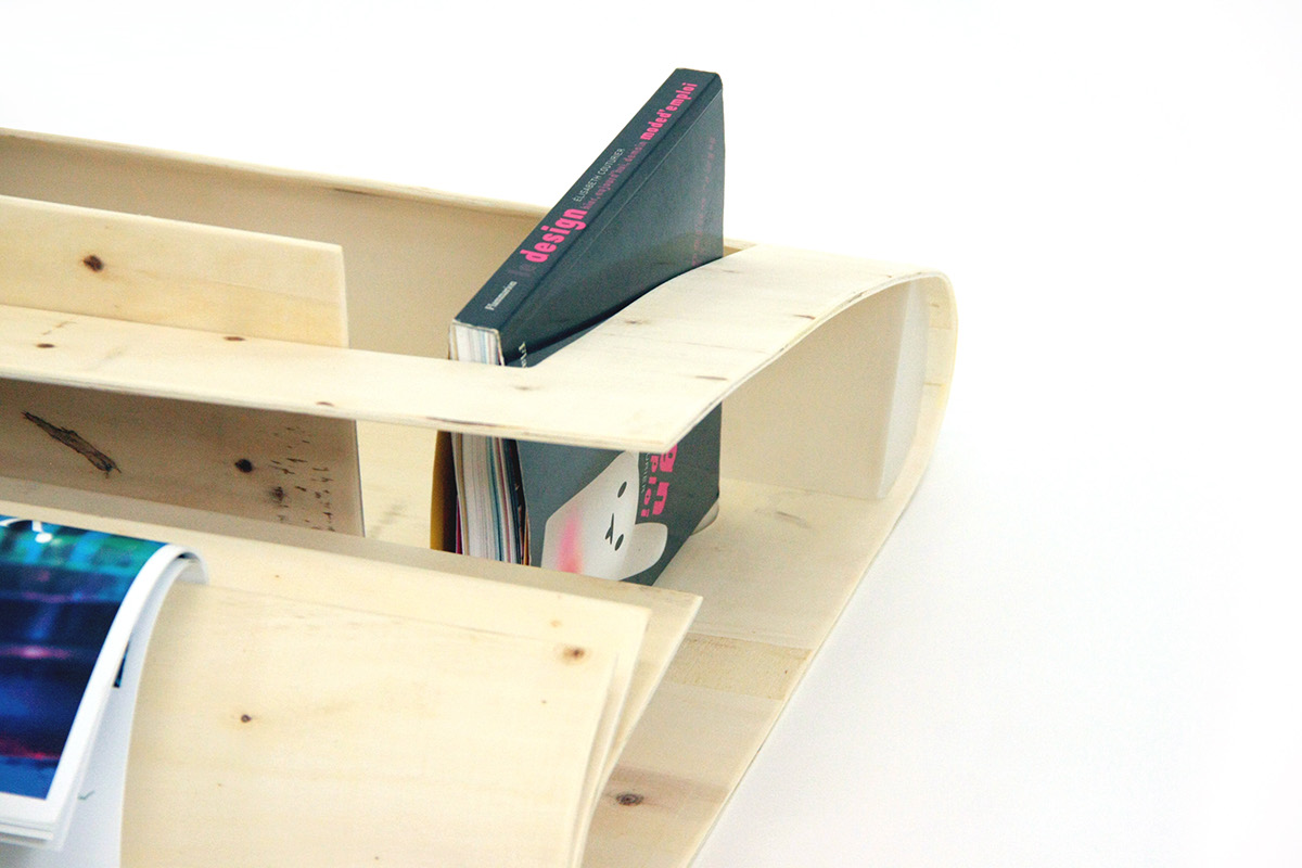 wood bookcase Shelf paper bentwood minimal design