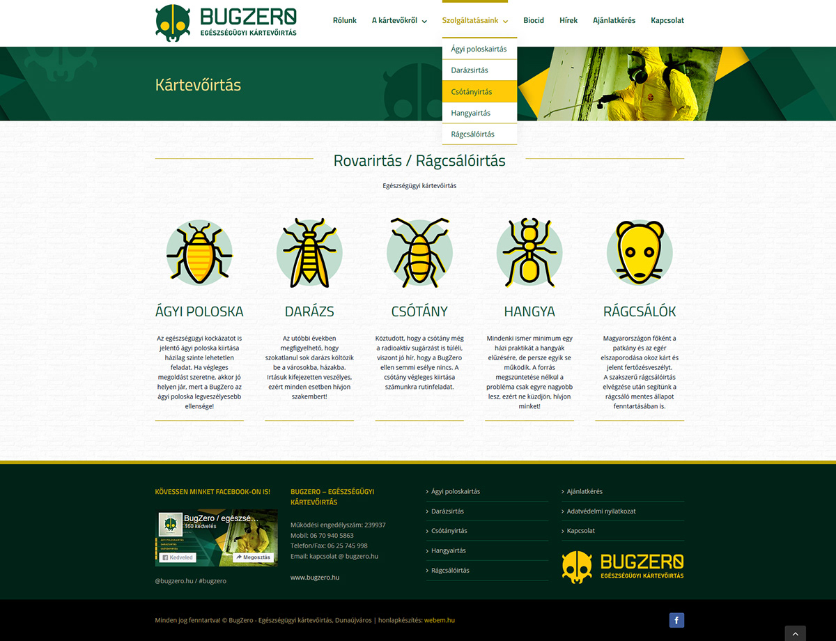 Pest Control bugzero krulf Webdesign wordpress logo hungary
