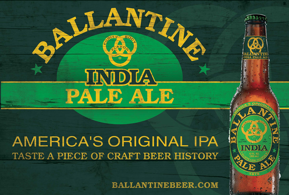 beer alcohol ballantine america's Original IPA taste green beverage drink