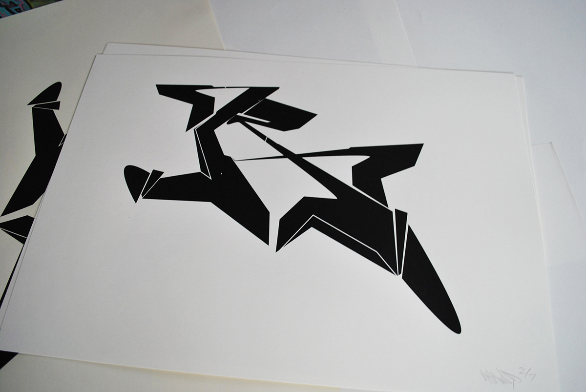 Street art letterforms future screen print black and white letters type Form