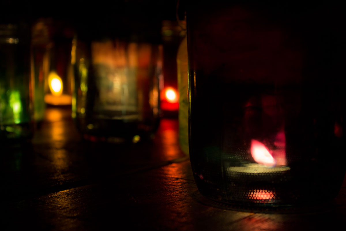 light luci candele barattoli riciclo colori lanterne lantern colors glass candle