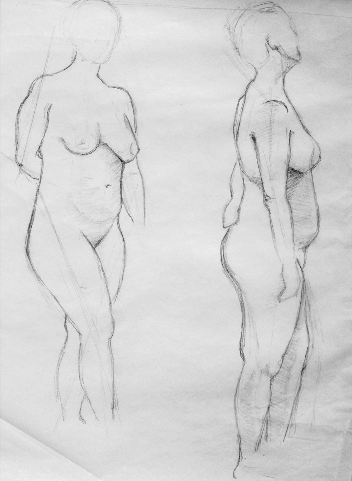Figure Study drawings models graphite charcoal