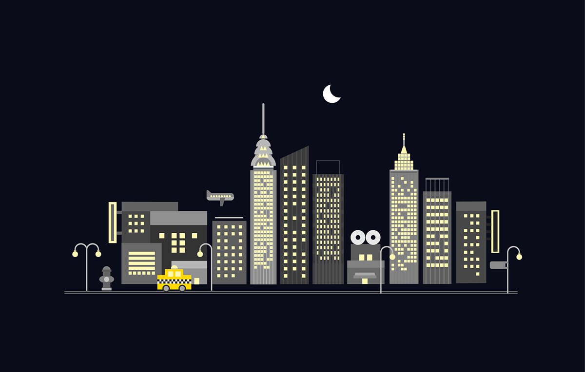 ilustration Cities night