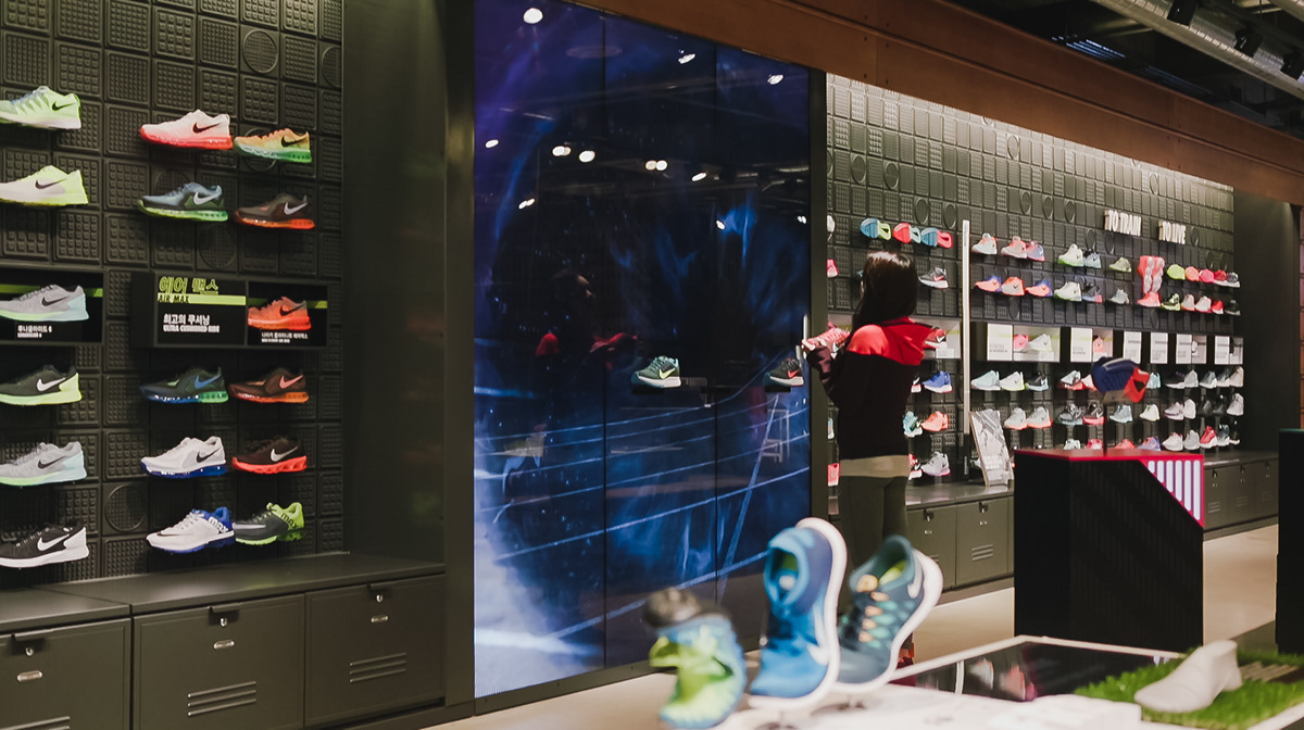 Nike interactive store Retail digital UI screen brand experience interaction