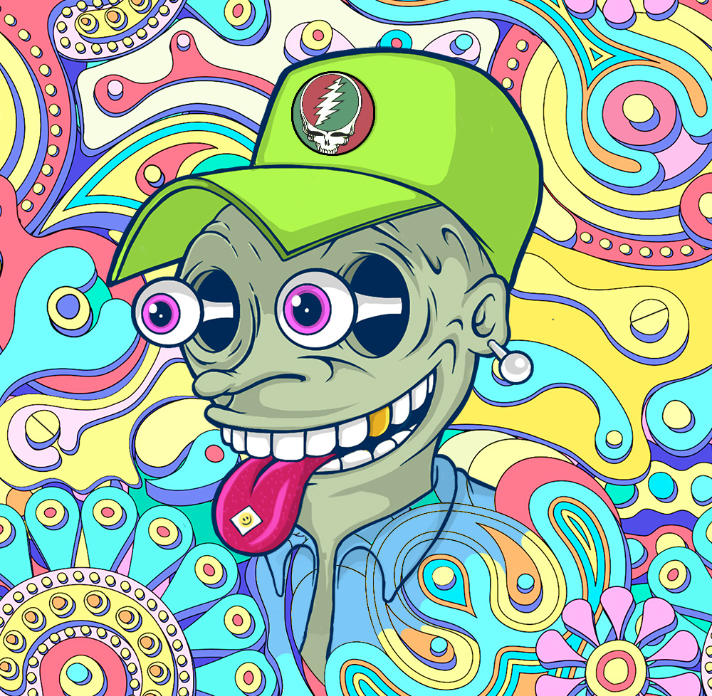 trip acid art psychedelic PSICOTROPIC. LSD lisergic Grateful Dead tongue rave acid punk
