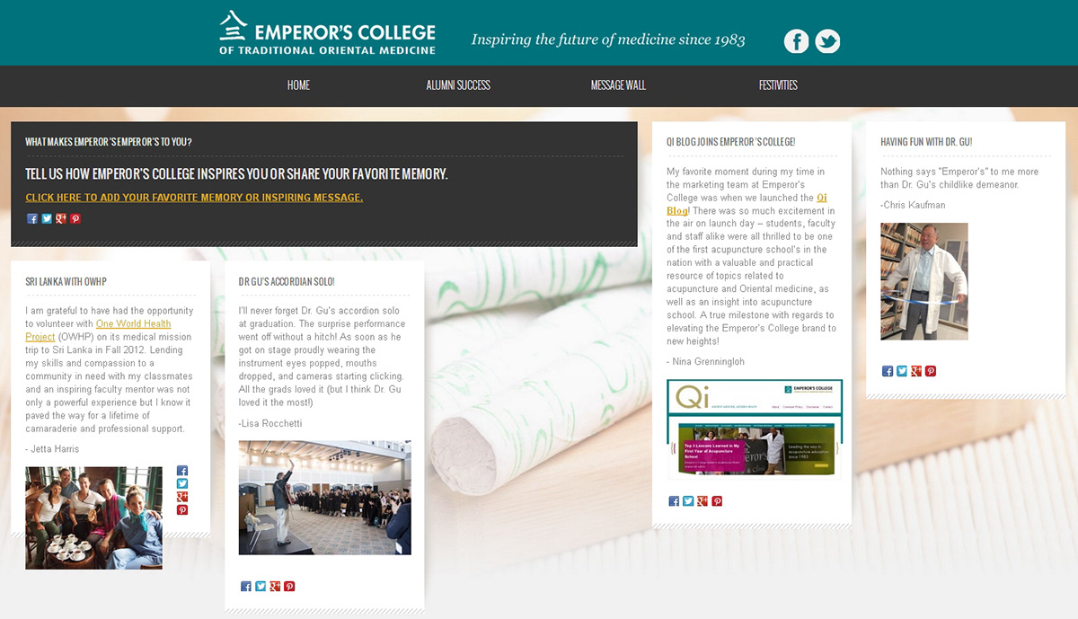 Emperor's College website development Content Marketing