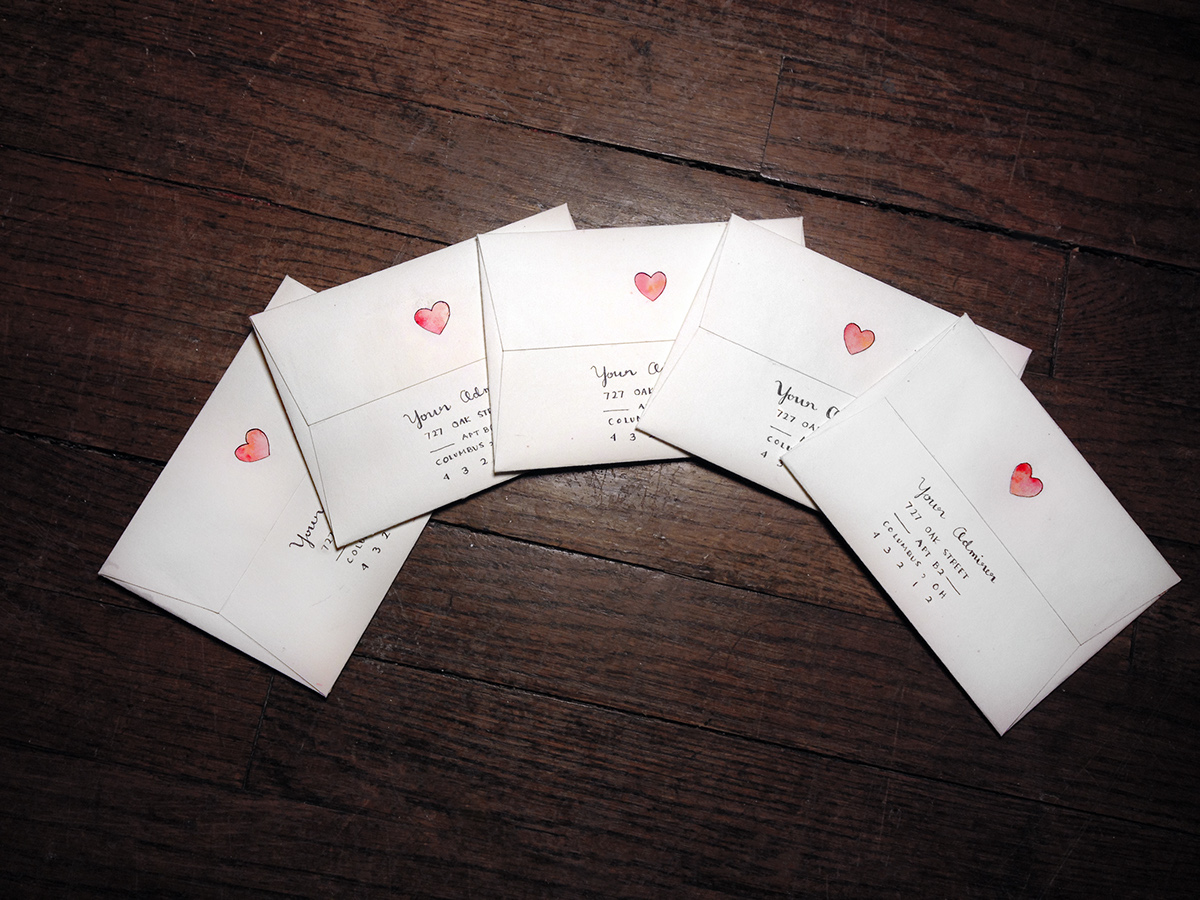 cards Valentine's Day caligraphy hand type watercolor envelopes