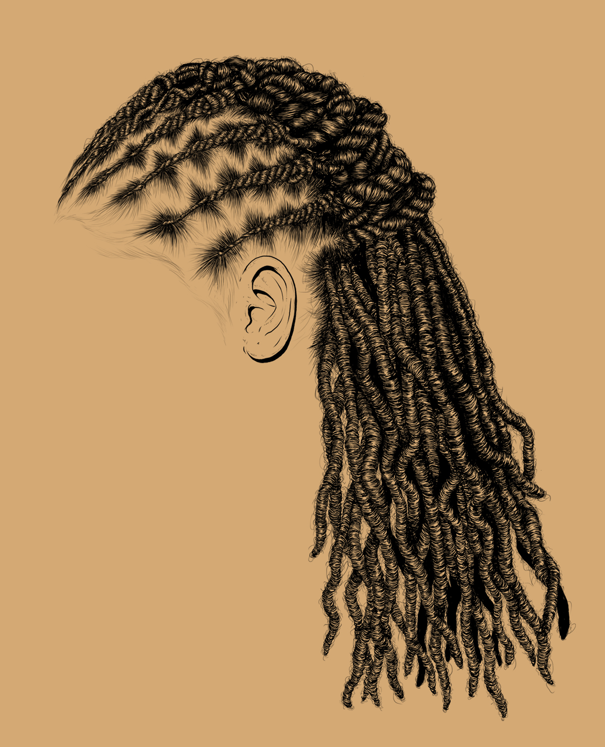 gaks designs gaksdesigns photoshop hair design art Drawing  black wacom ILLUSTRATION 