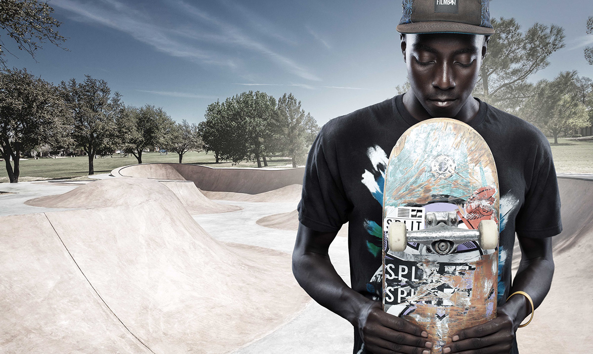 Composite skateboard skatepark photo Outdoor studio strobes photoshop