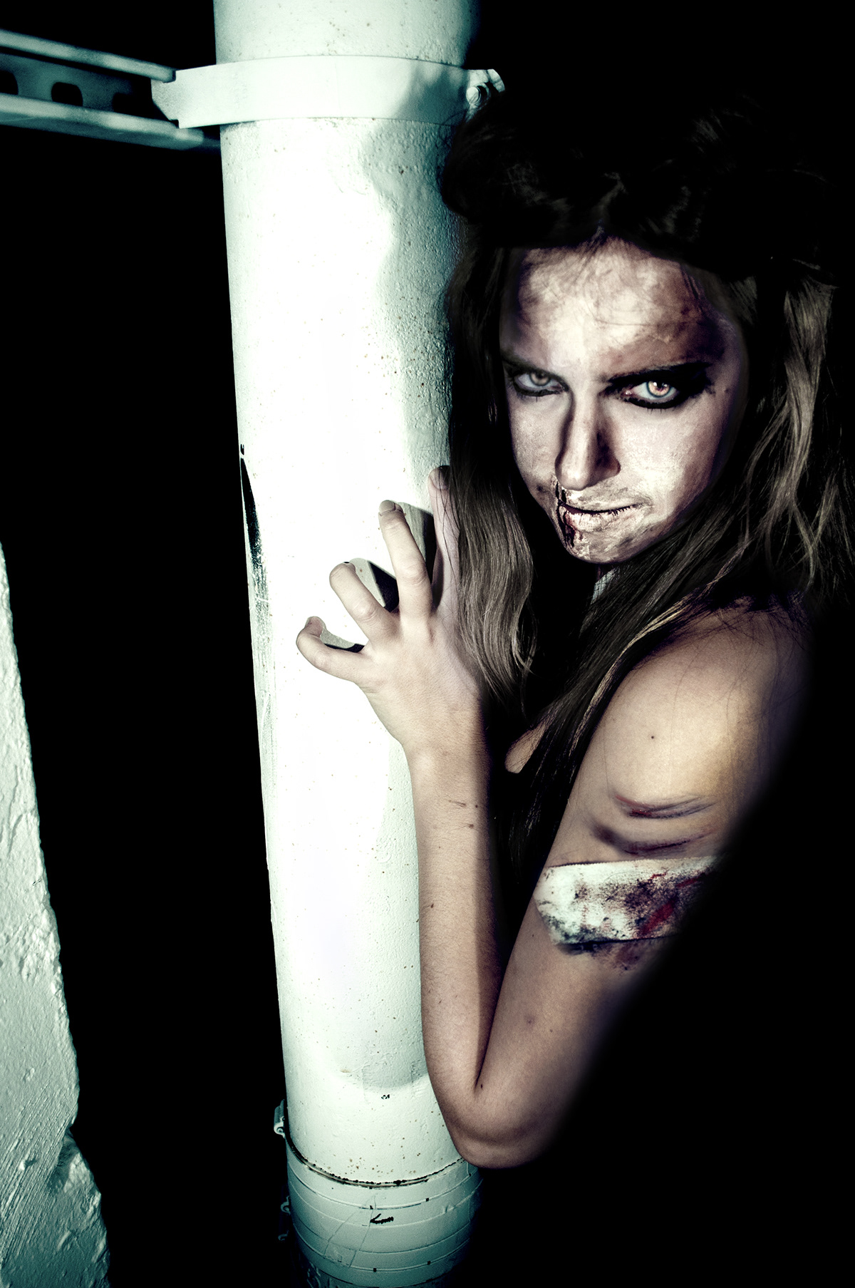 horror makeup spooky Halloween dead zombie dark Injury photoshop paint