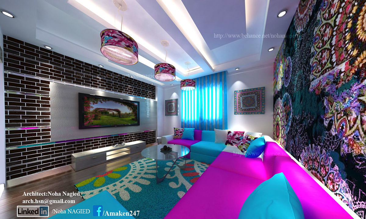 living 3dmax colour magenta aqua joy tv sofa